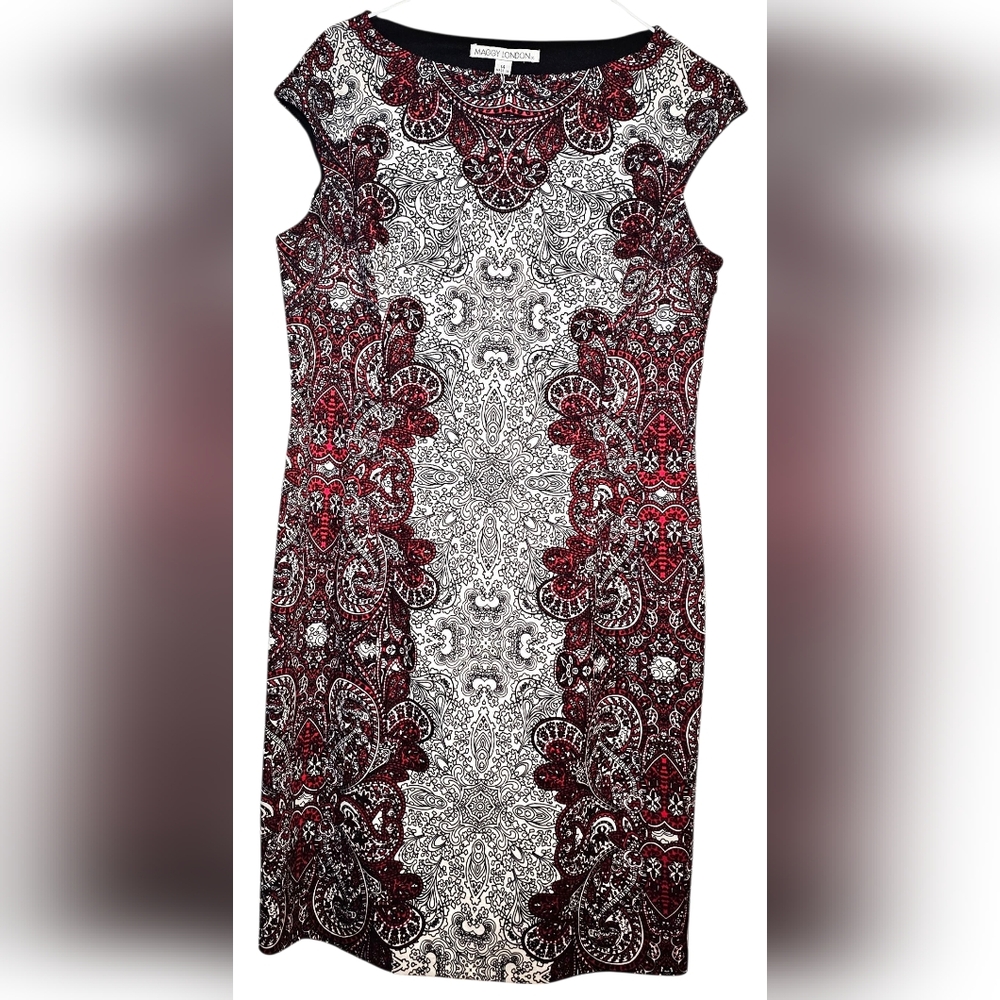 Maggy London Dress Size 14 Women's Paisley Geometric Lined Zipper